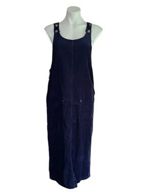 Modest Navy Corduroy Jumper Dress Pinafore Overall Dress Basic Editions Small